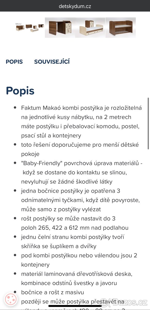 Kombinovaná dětská postel a postýlka - 3