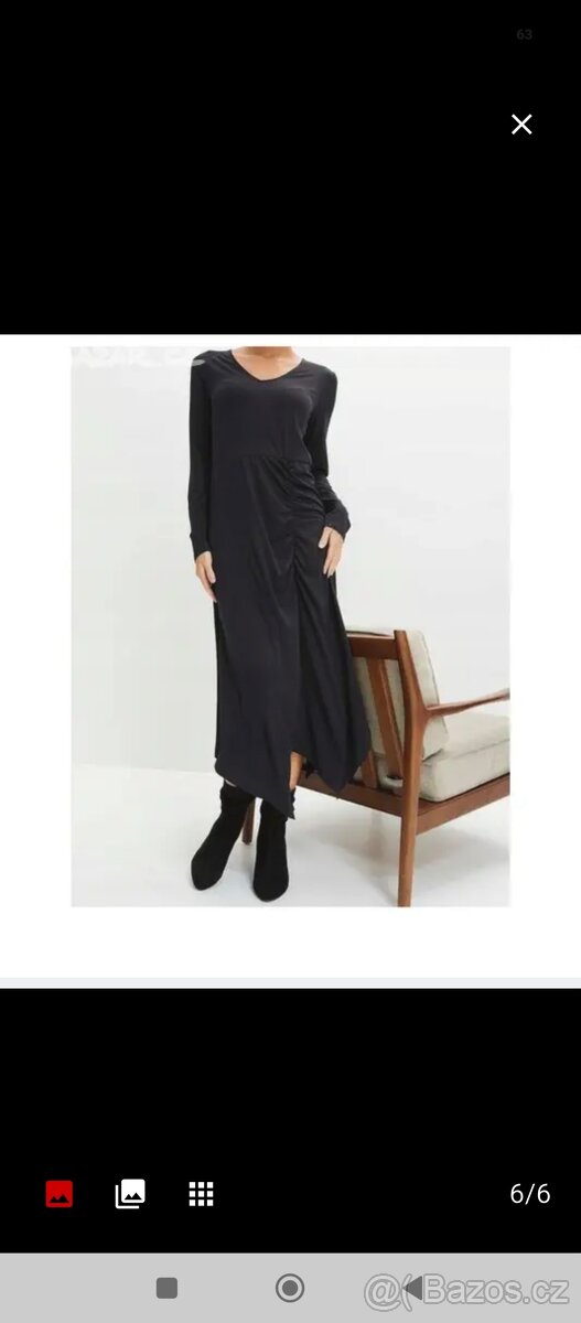 Šaty černé dámské nové, velikost M-L, polyester elastan - 3