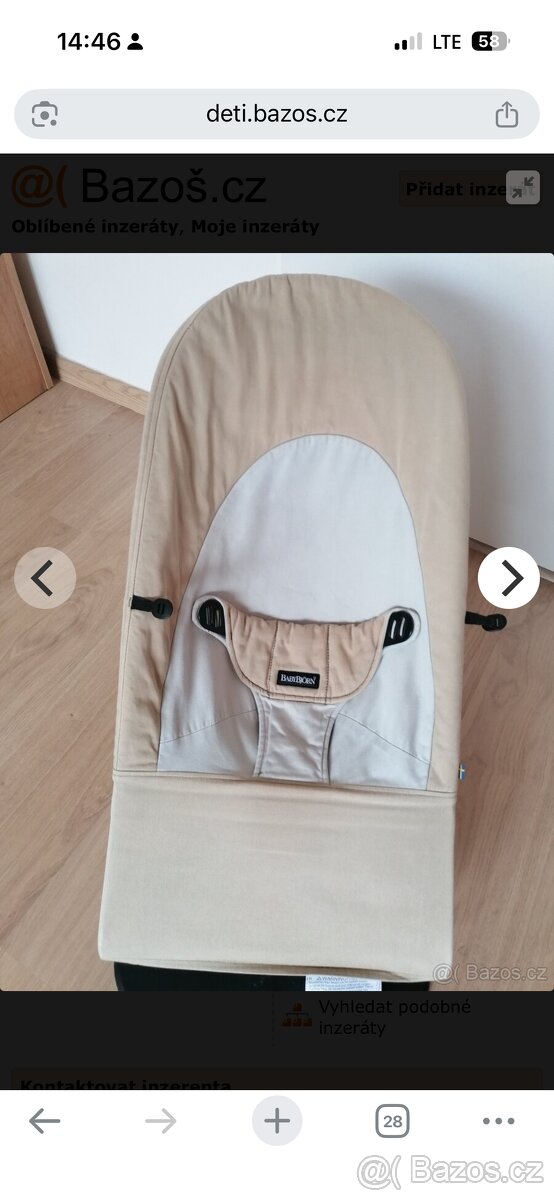 Babybjorn béžové,červené houpátko - 3