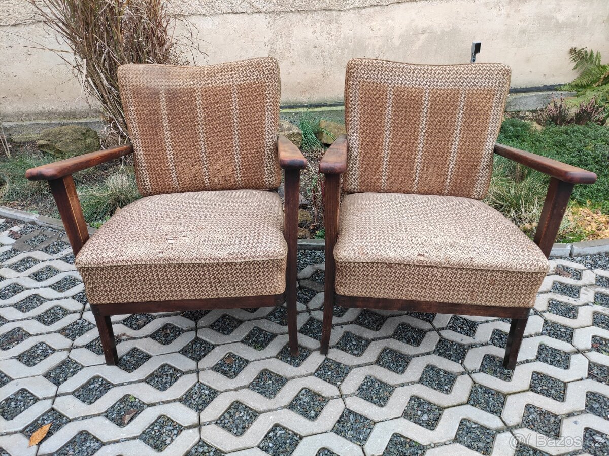 Starožitná párová křesla Thonet Mimoň - 40. léta - 3