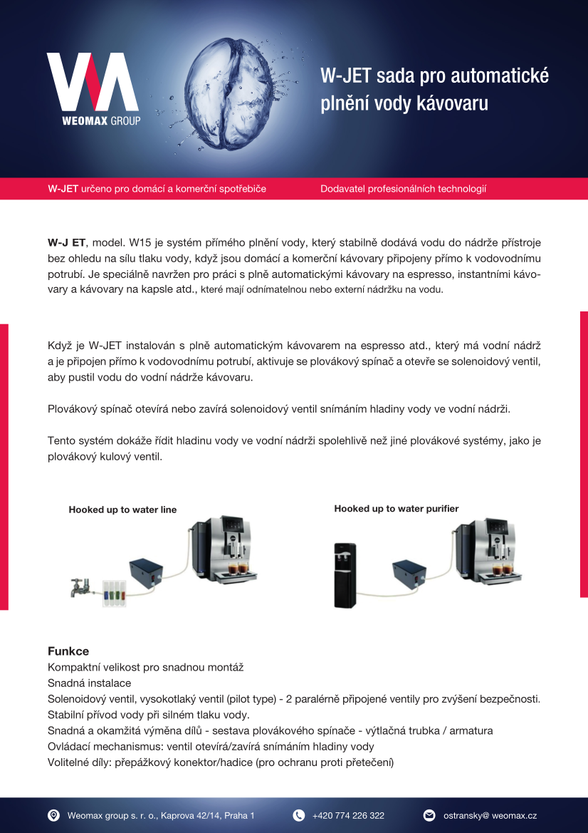W-JET sada pro automatické plnění vody kávovaru - 3