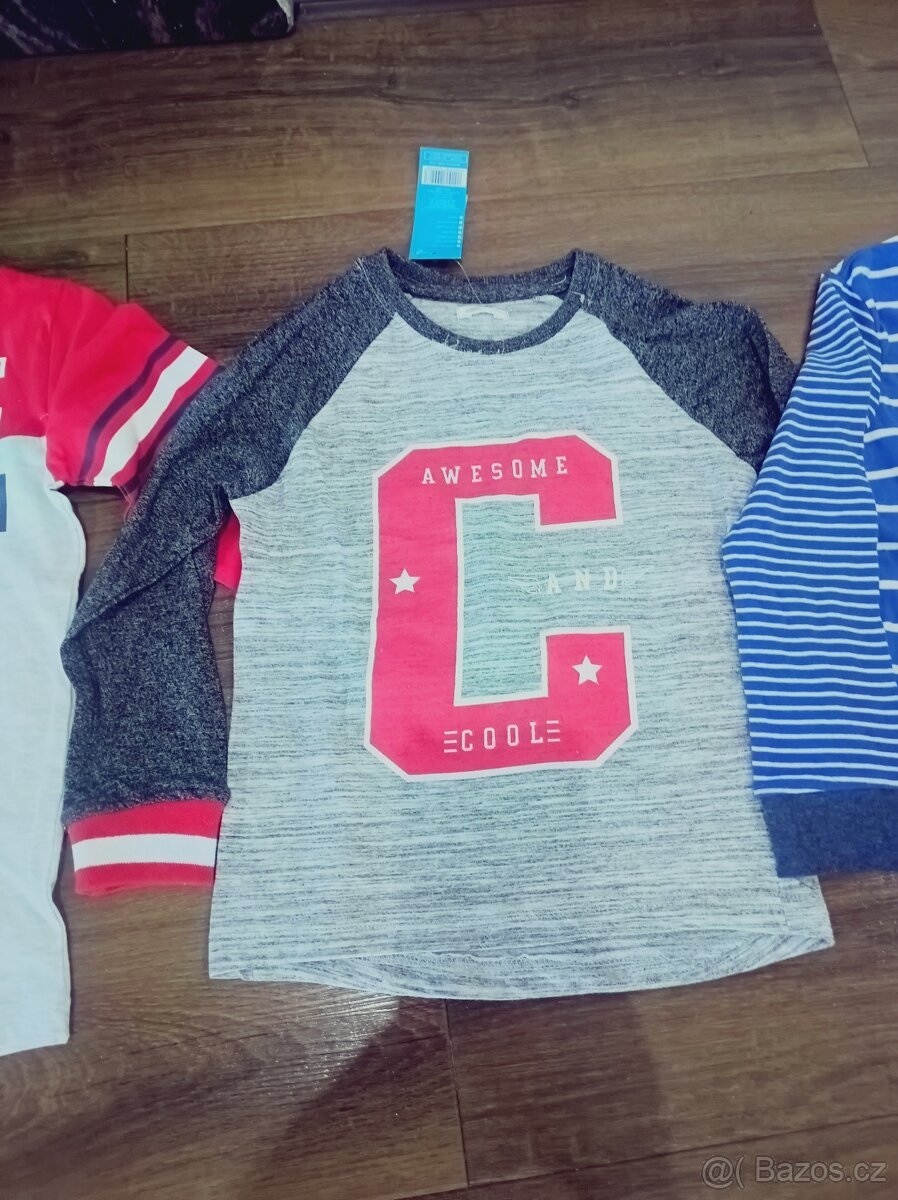 3x nové triko s dlouhým rukávem vel 116 - 3
