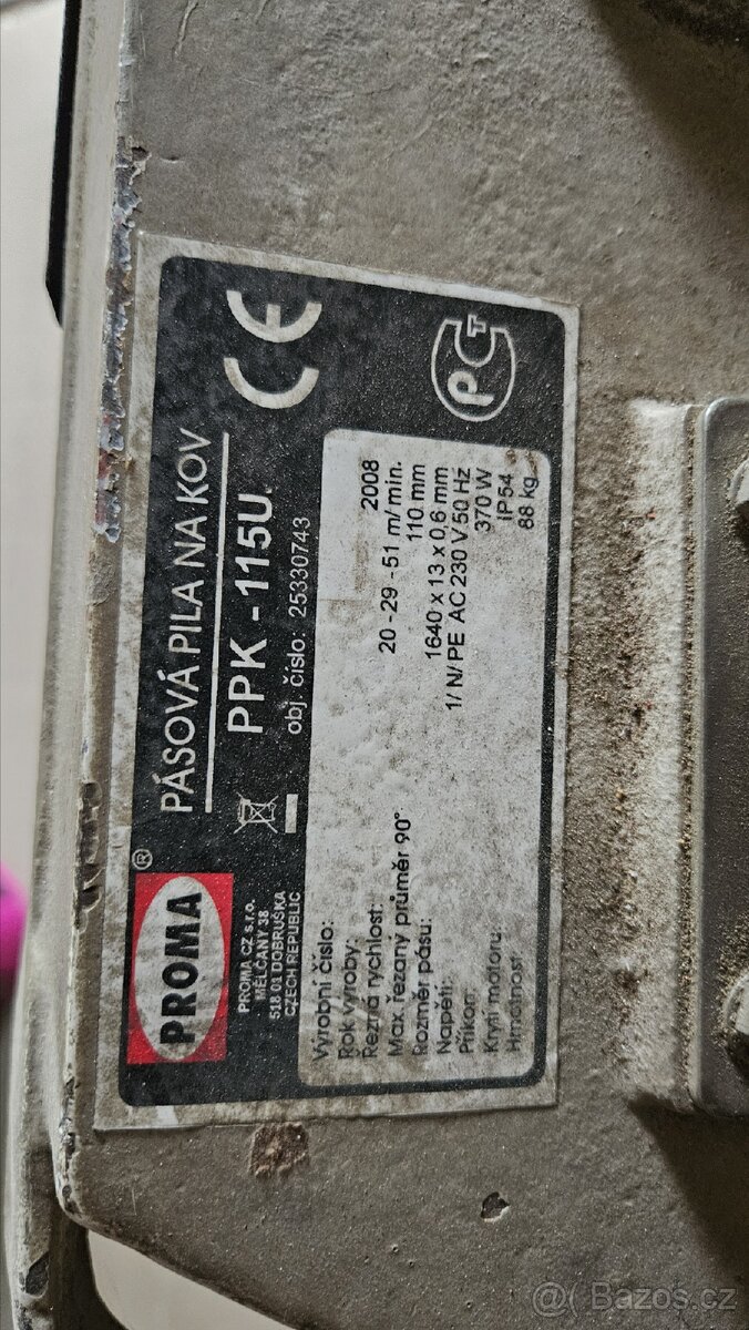 Pásová pila Proma ppk 115 U - 3