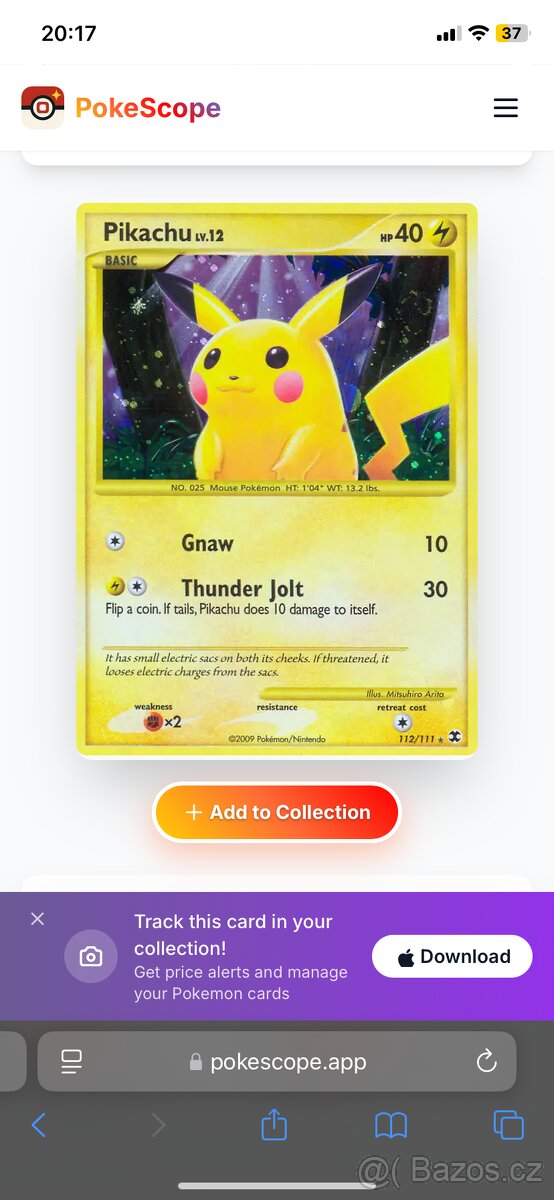 Pokémon karta – Pikachu 112/111 (Rising Rivals, 2009) – Secr - 3