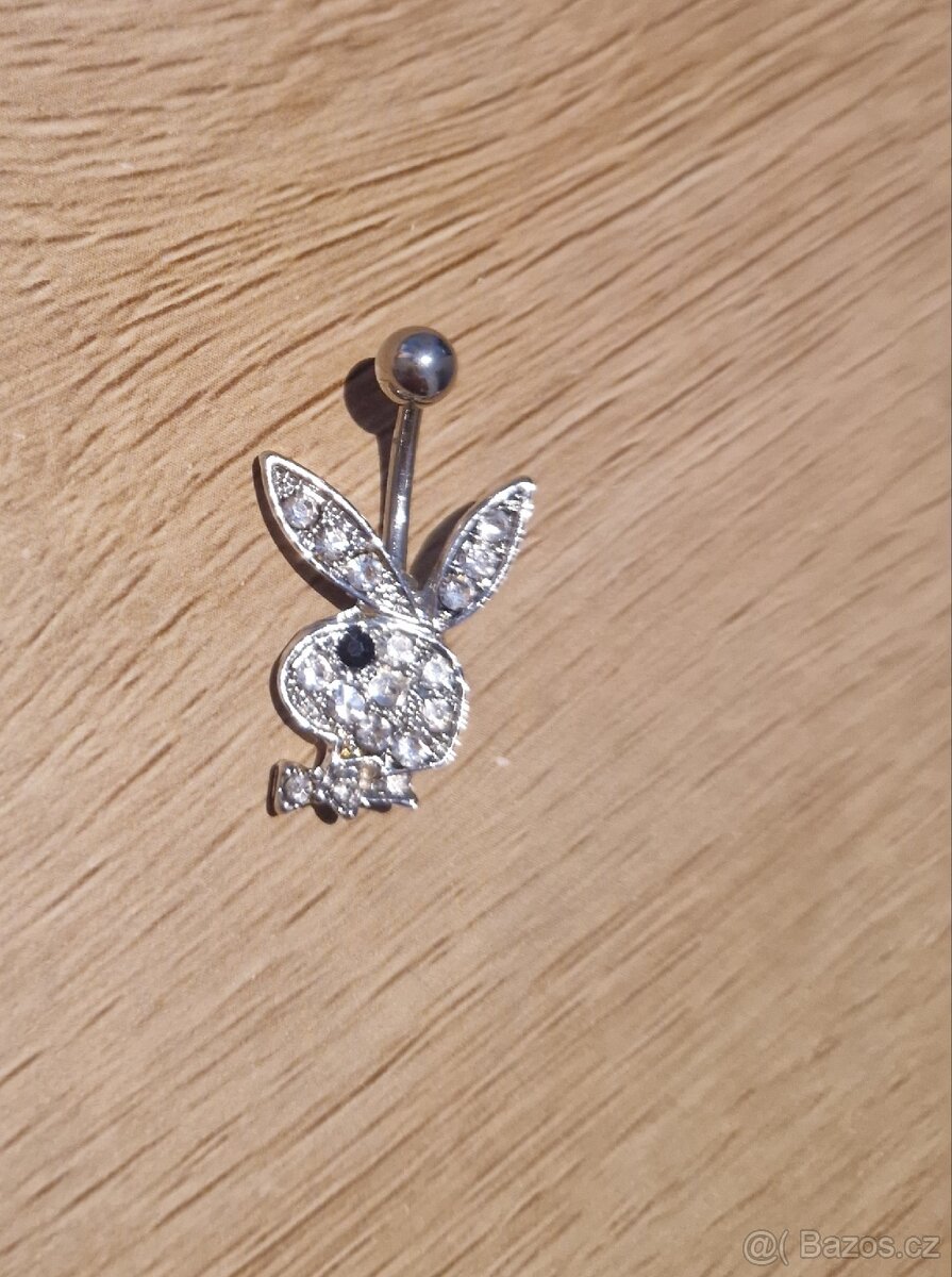 piercing břicha do pupíku třpytivý ocel králíček playboy - 3