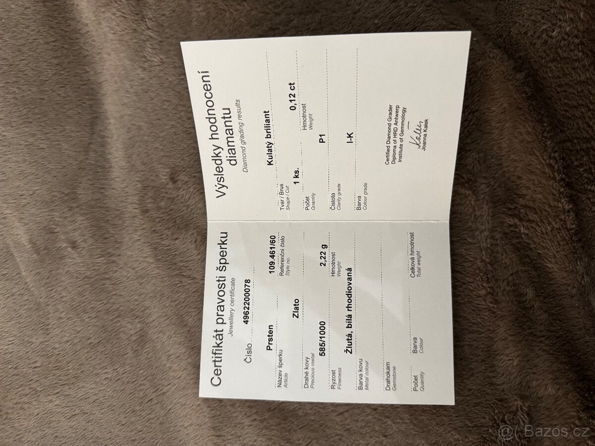 Zlatý (zásnubní) prsten s briliantem - 3