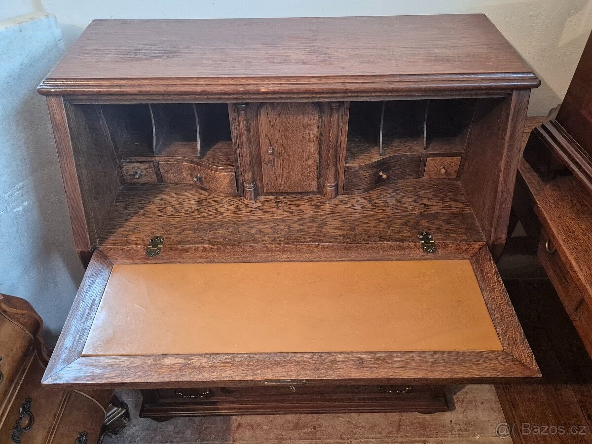 Rustikální dubový sekretář / psací komoda - 3