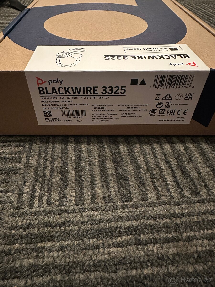 Sluchátka HP Poly Blackwire 3325 - NOVÉ - 3