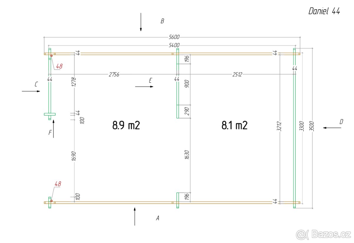 Dřevěný zahradní domek Daniel 350 x 560 cm, 44 mm - 3
