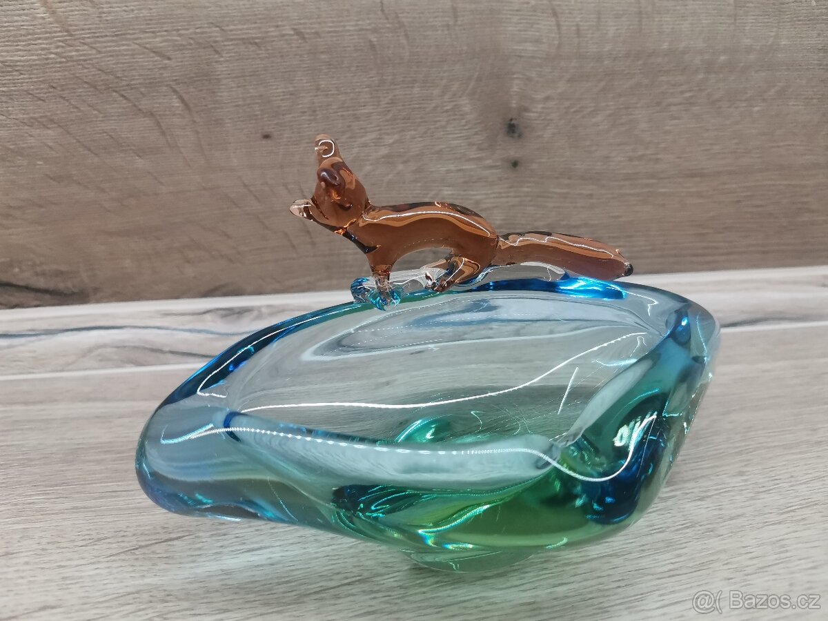 Hutní sklo Škrdlovice - popelník liška - 3