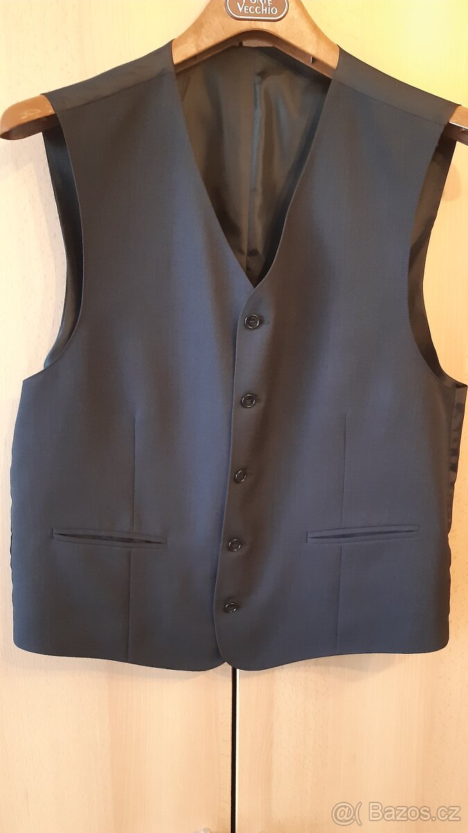 Pánský oblek s vestou tmavě antracit - 3