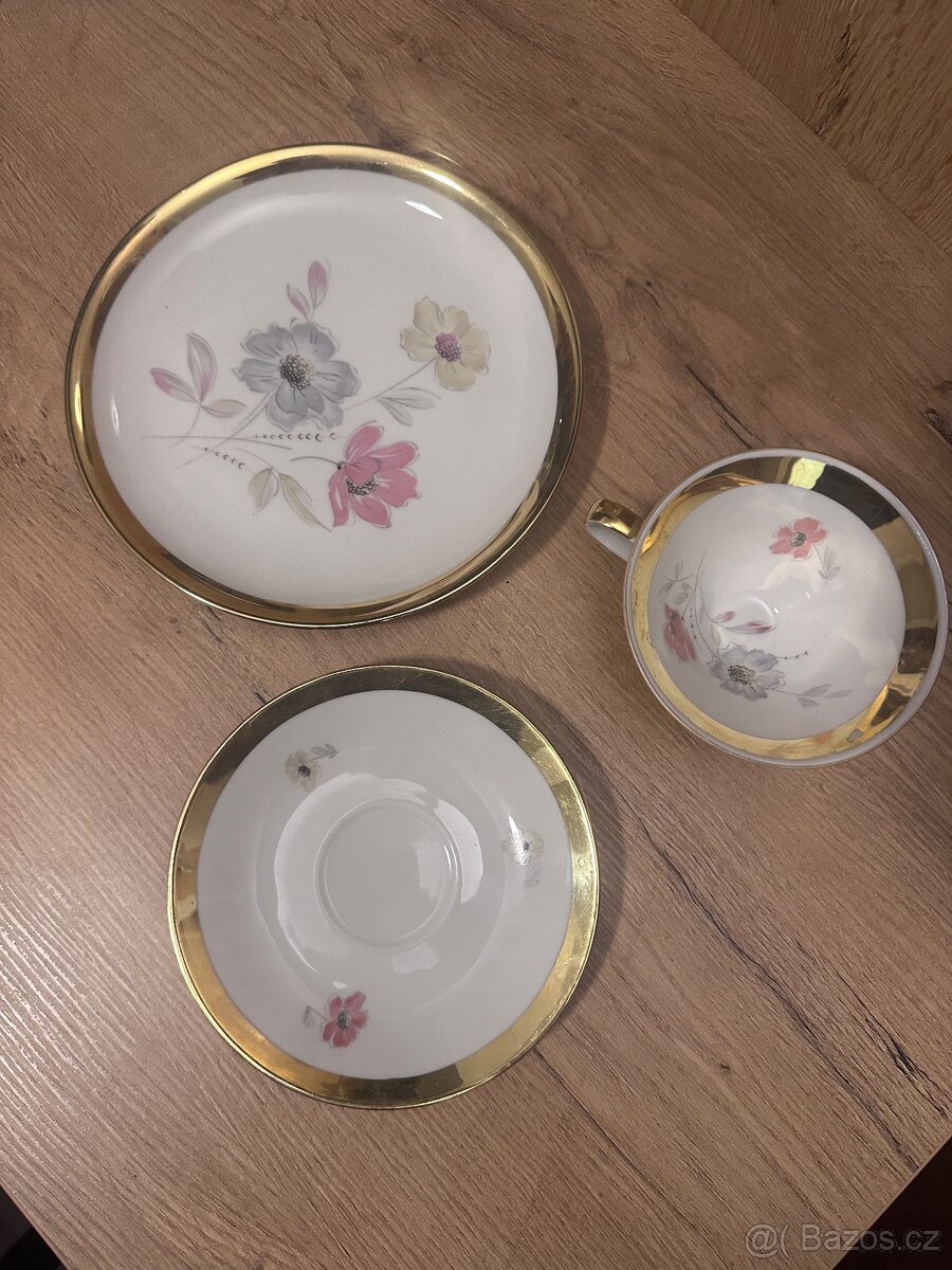 Vintage porcelánové trio Eschenbach Bavaria – zlacené - 3