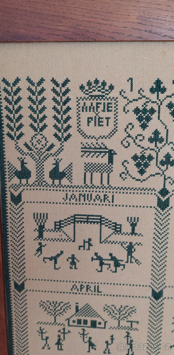 Vyšívaný zarámovaný obraz "12 měsíců" - Holandsko - 3