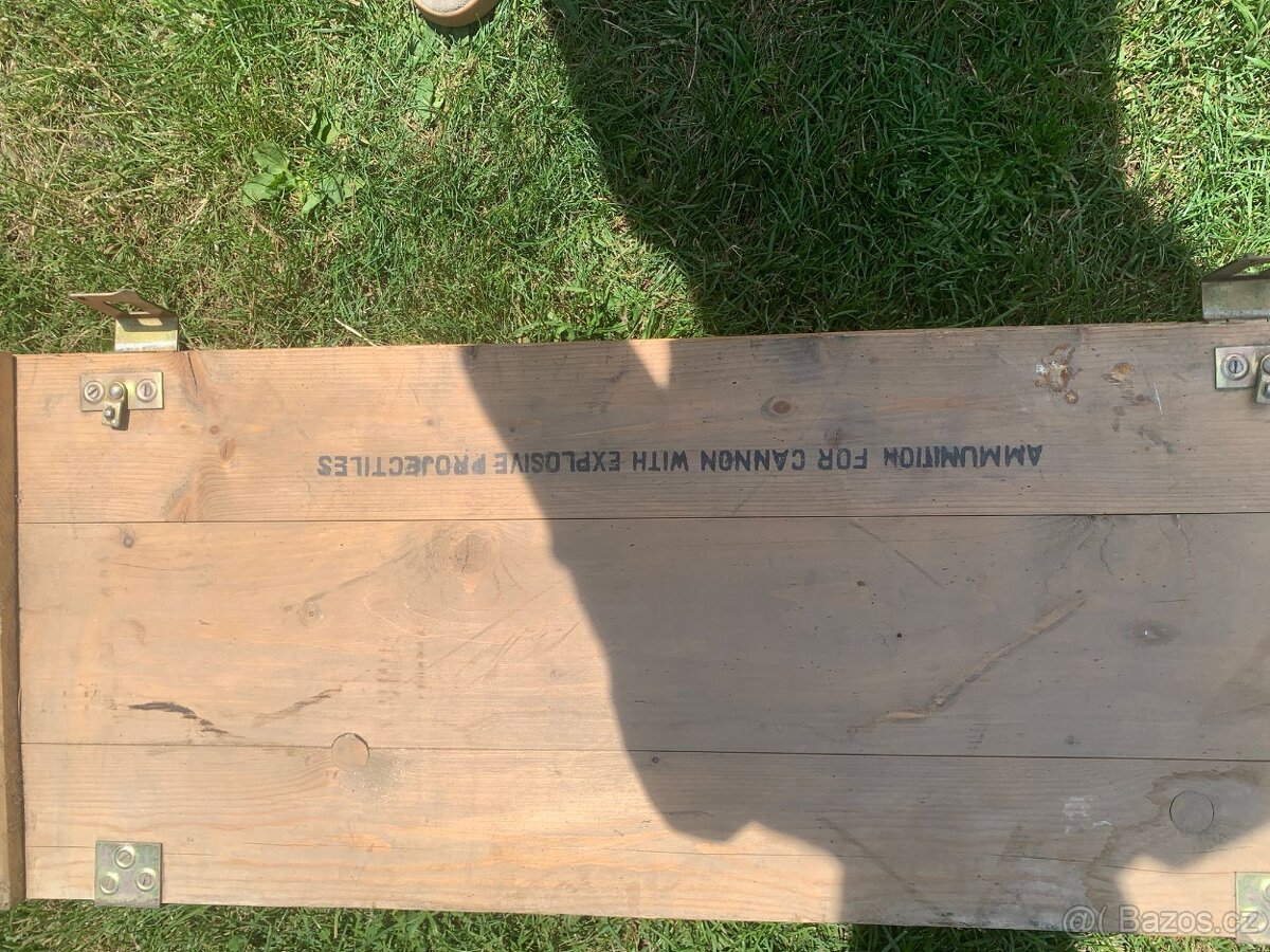 Dřevěná armádní bedna – 105mm munice, originál US Army - 3