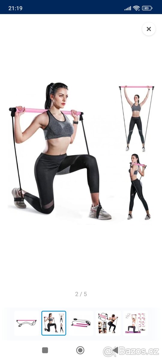 Posilovaci a protahovací tyč s gumou, Pilates Sticks - 3