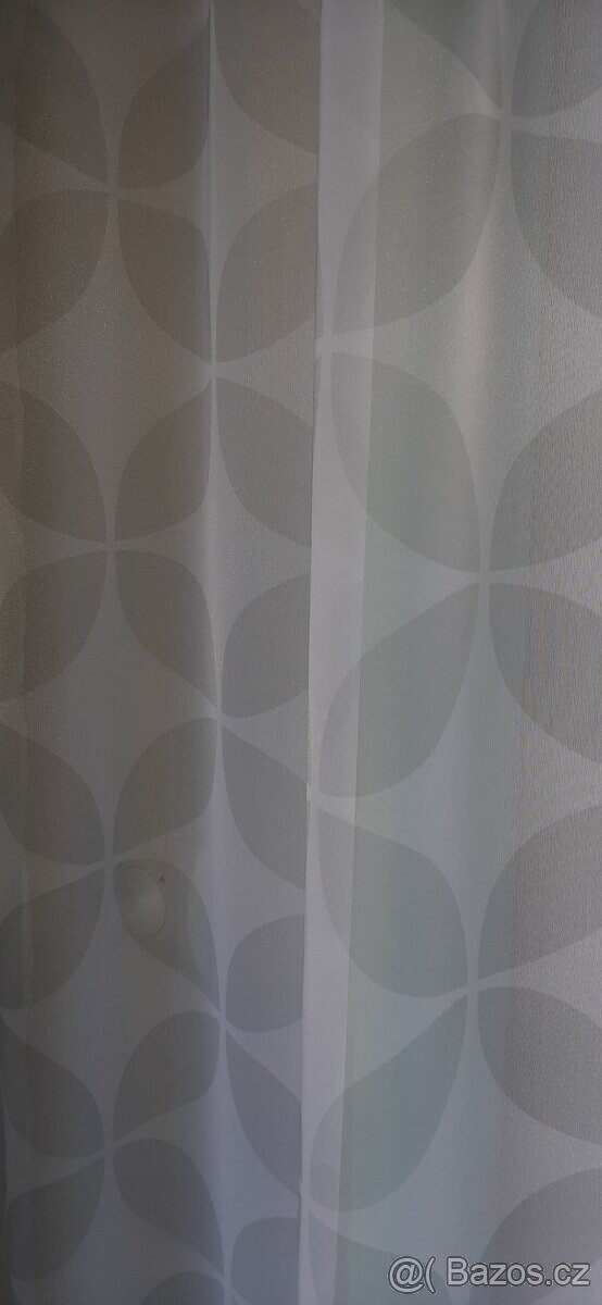 Záclony - bílá s velkými květy - 3