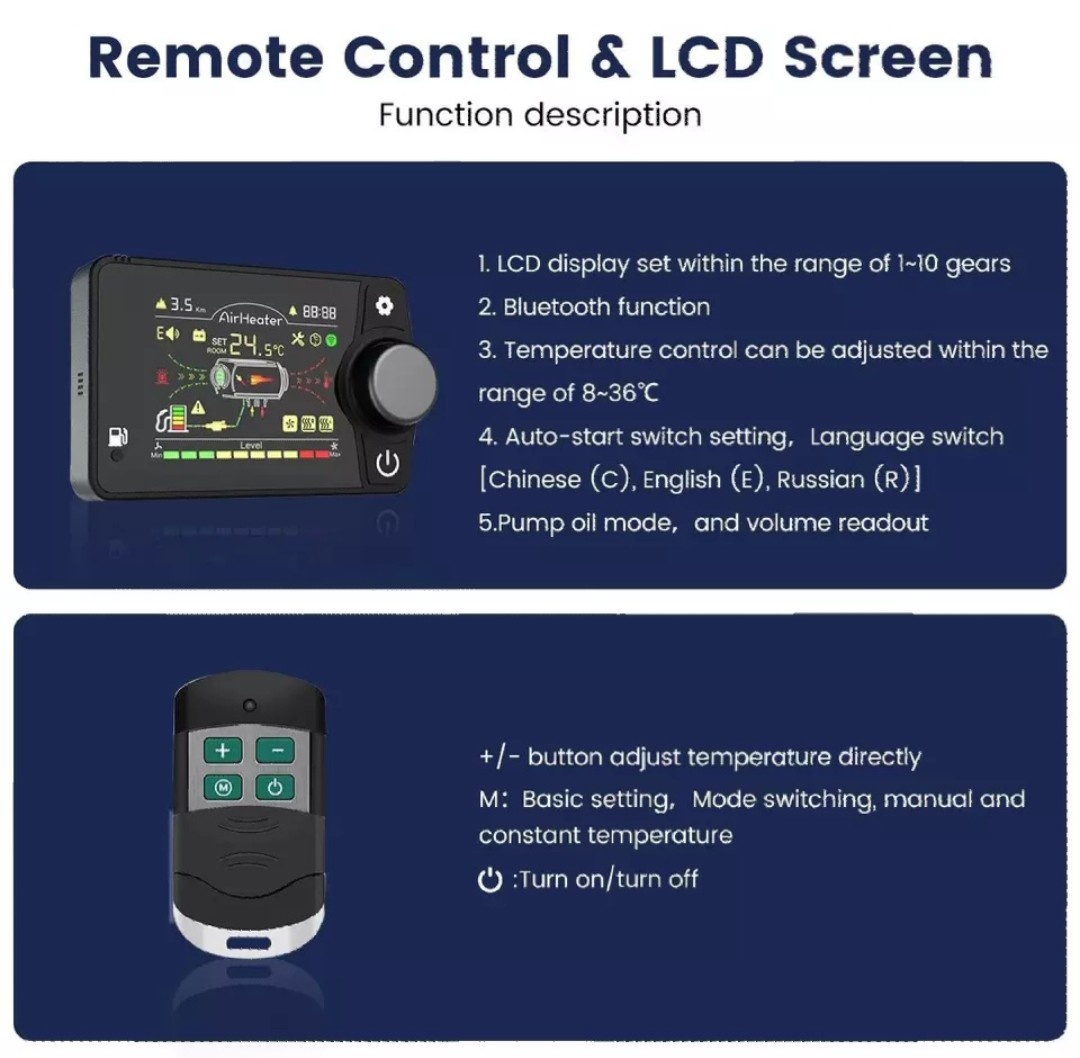Naftové topení 5 -8 kW, 12/24V, Auto START/STOP, BT - 3