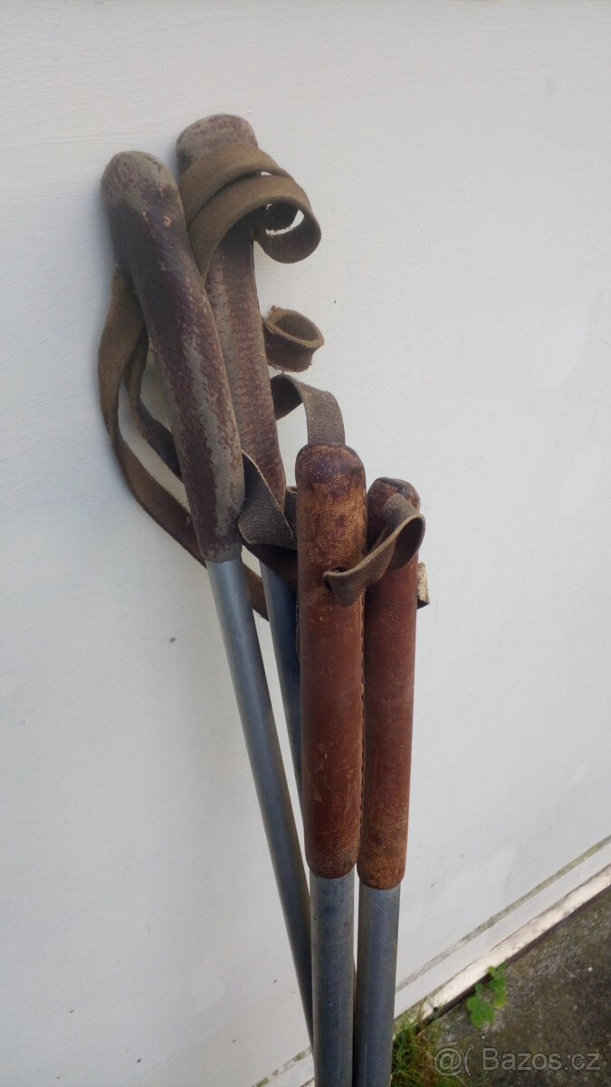 Retro lyžařské hůlky hole - 3