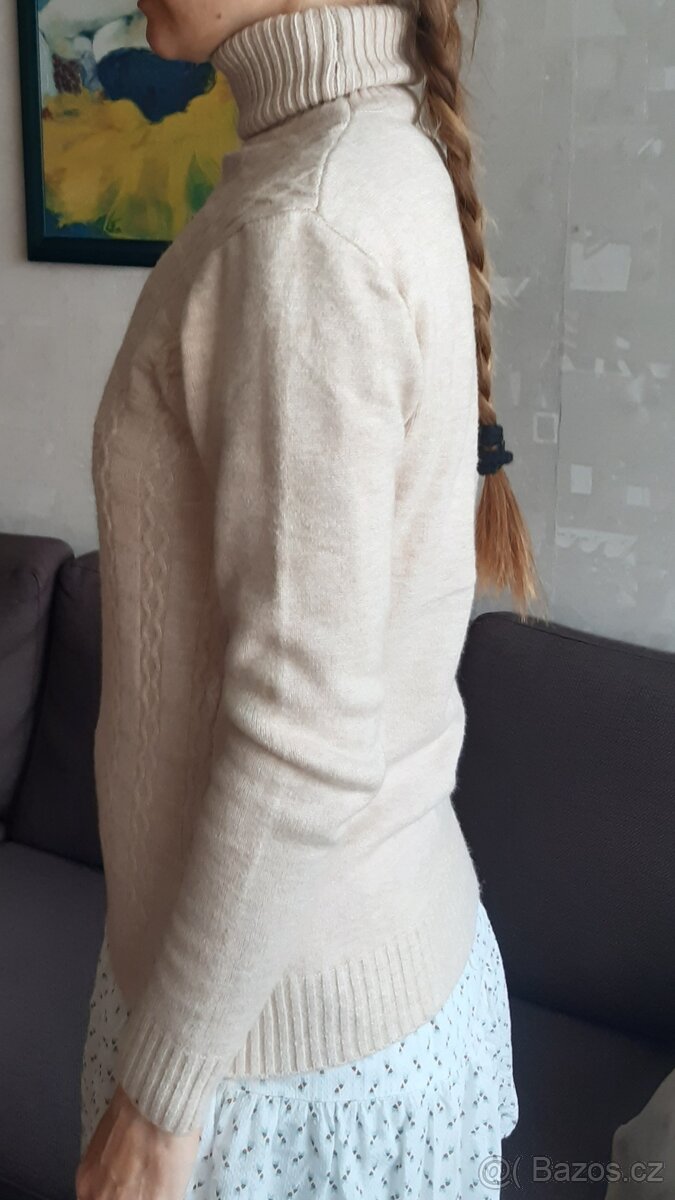 Béžový svetr M/L s copánky Chicoree - 3