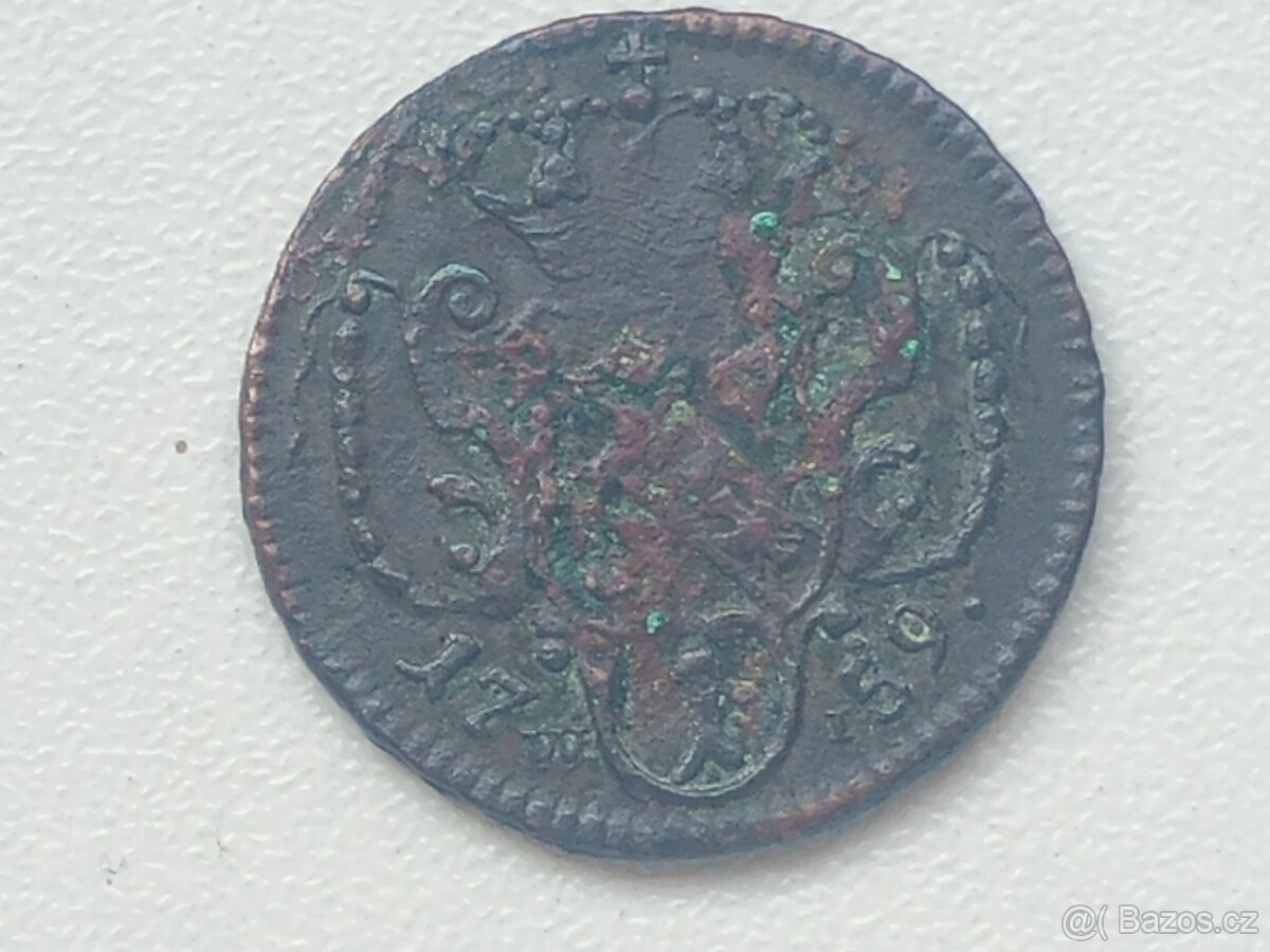 Mince 1 Pfennig z roku 1759 W, Fr. Lotrinský - 3