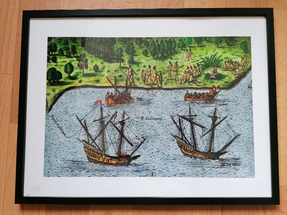 Obraz - rytina 16. st. reprodukce Amerika indiáni - 3