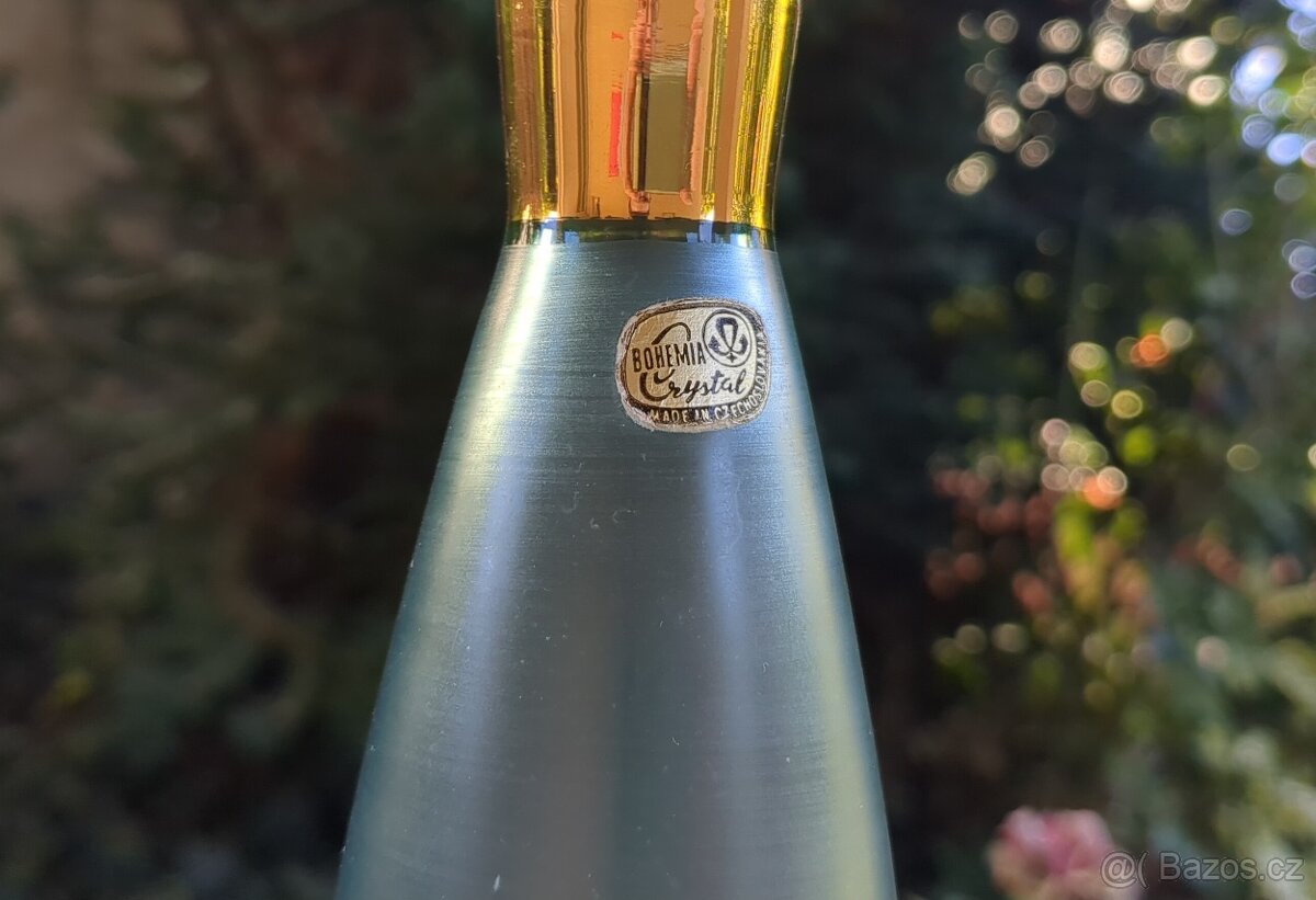 Likérová souprava - modro-zelené sklo se zlacením - 3