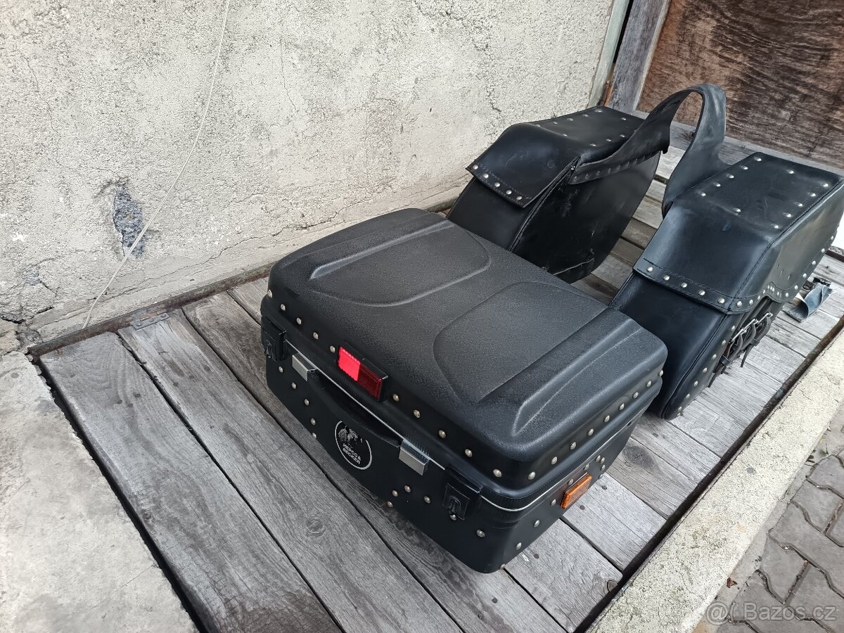 kožené brašny s kufrem sada chopper - 3