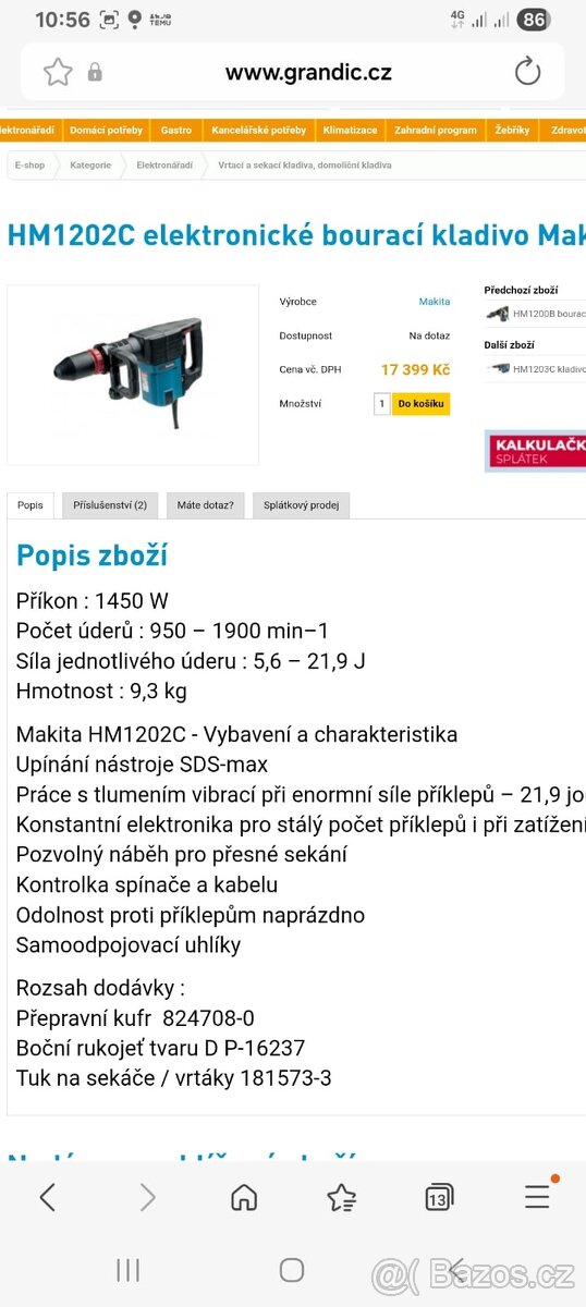 Prodám bourací kladivo Makita - 3