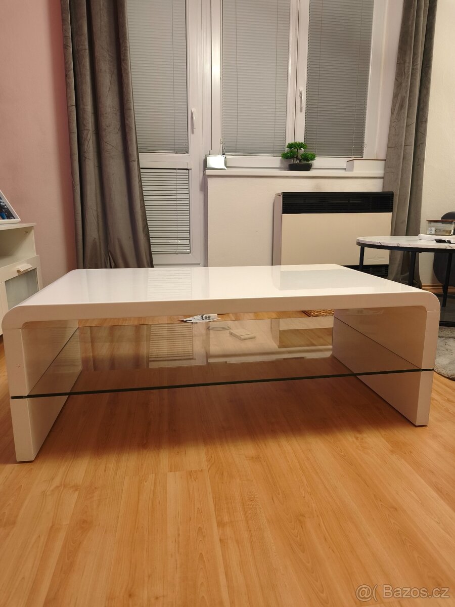 Konferenční stůl bílý lesk - 3