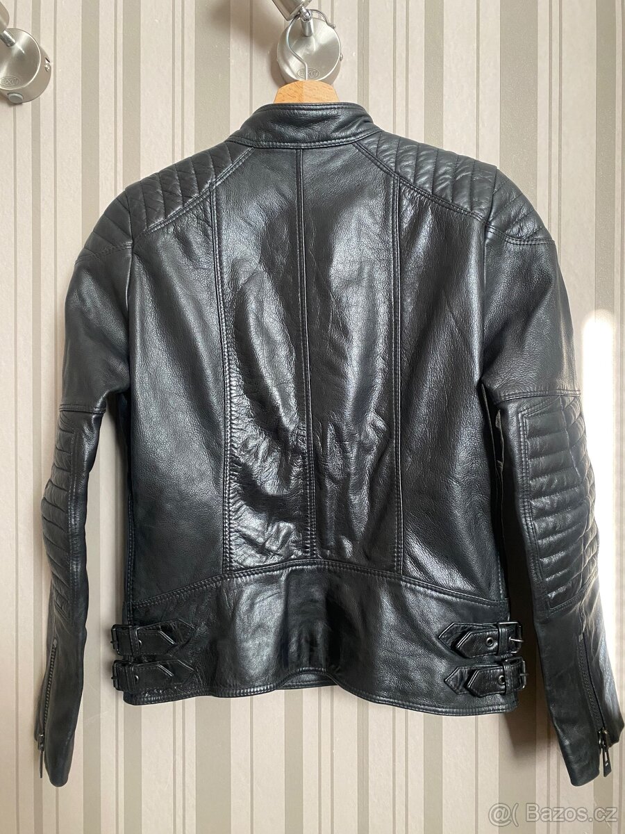 Dámská černá kožená bunda - 3