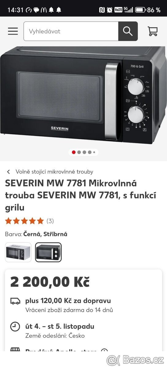 Mikrovlnná trouba Severin s grilem - Nová - 3