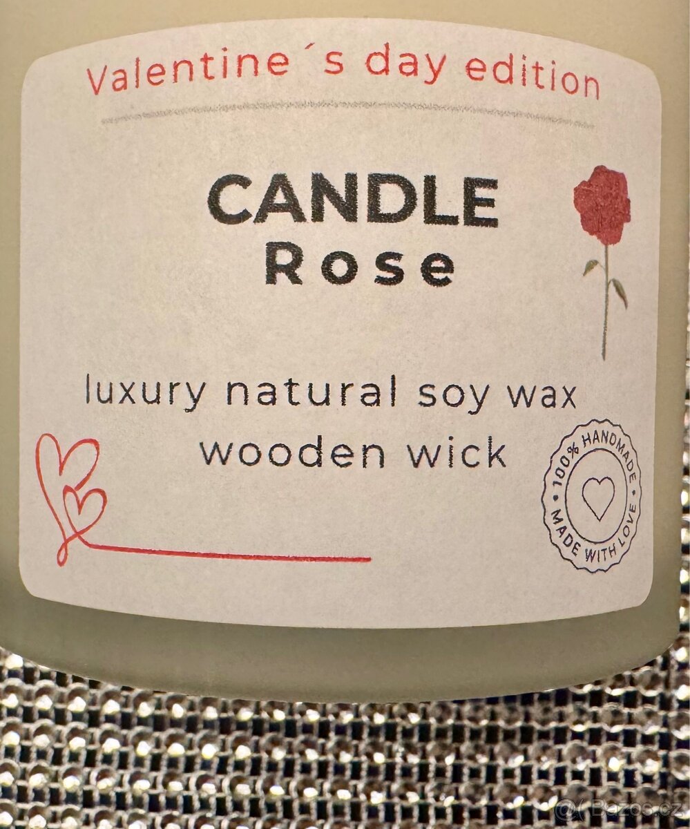 Valentýn edice-luxusní přírodní svíčka 300ml-růže - 3