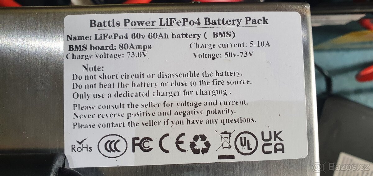 Baterie LifePo4 60 v 60ah bms 80amper - 3
