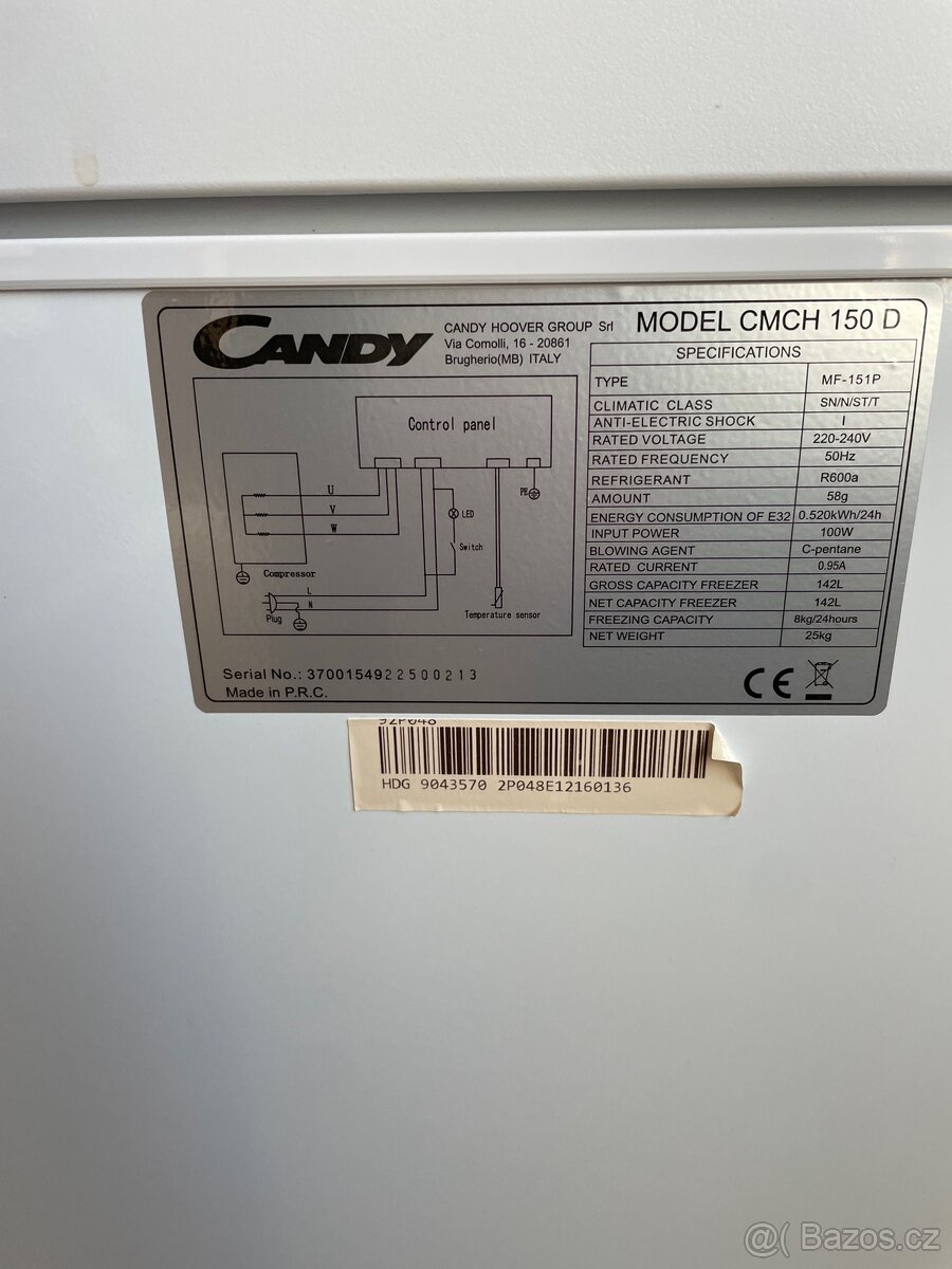 Mrazák Candy CMCH 150D záruka - 3