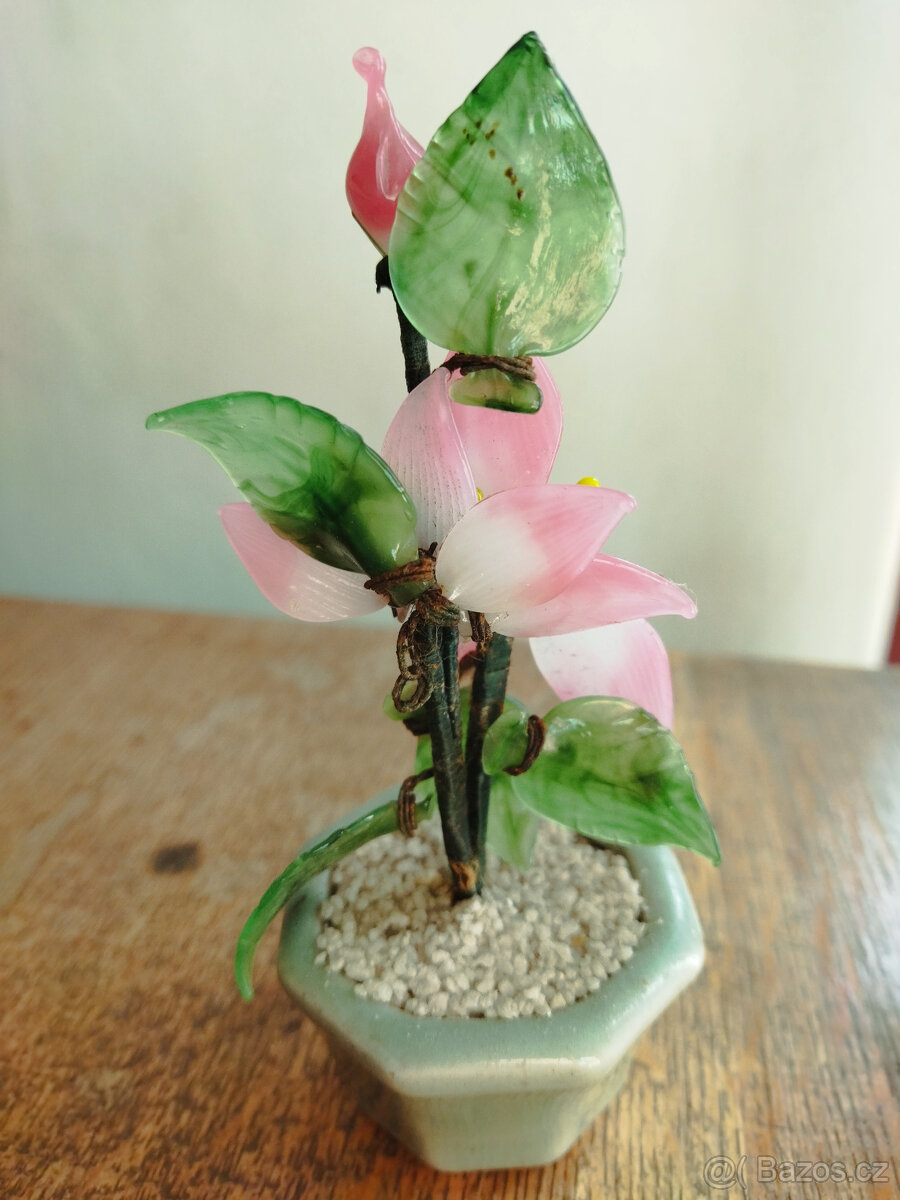 Starožitná skleněná květina - malá dekorace - 3