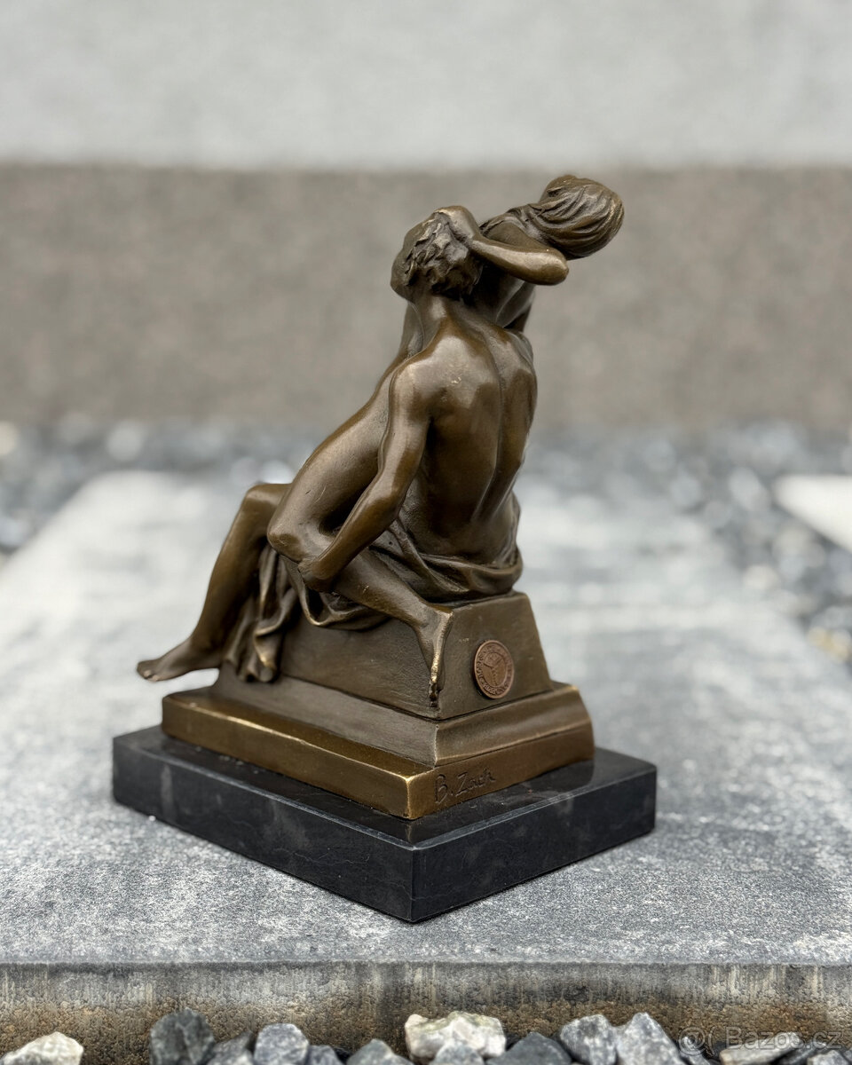 Erotická bronzová socha Obnažený milenecký pár smyslný dekor - 3