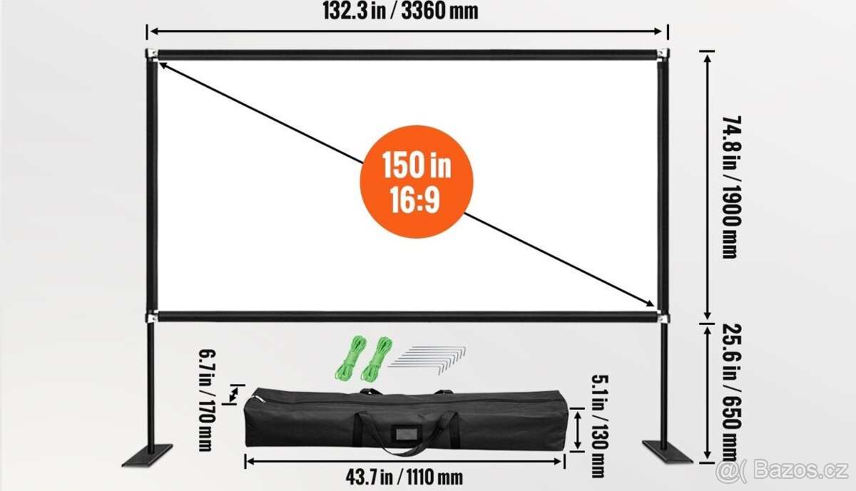 Projekční plátno se stojany 150" (336 x 190 cm) - 3