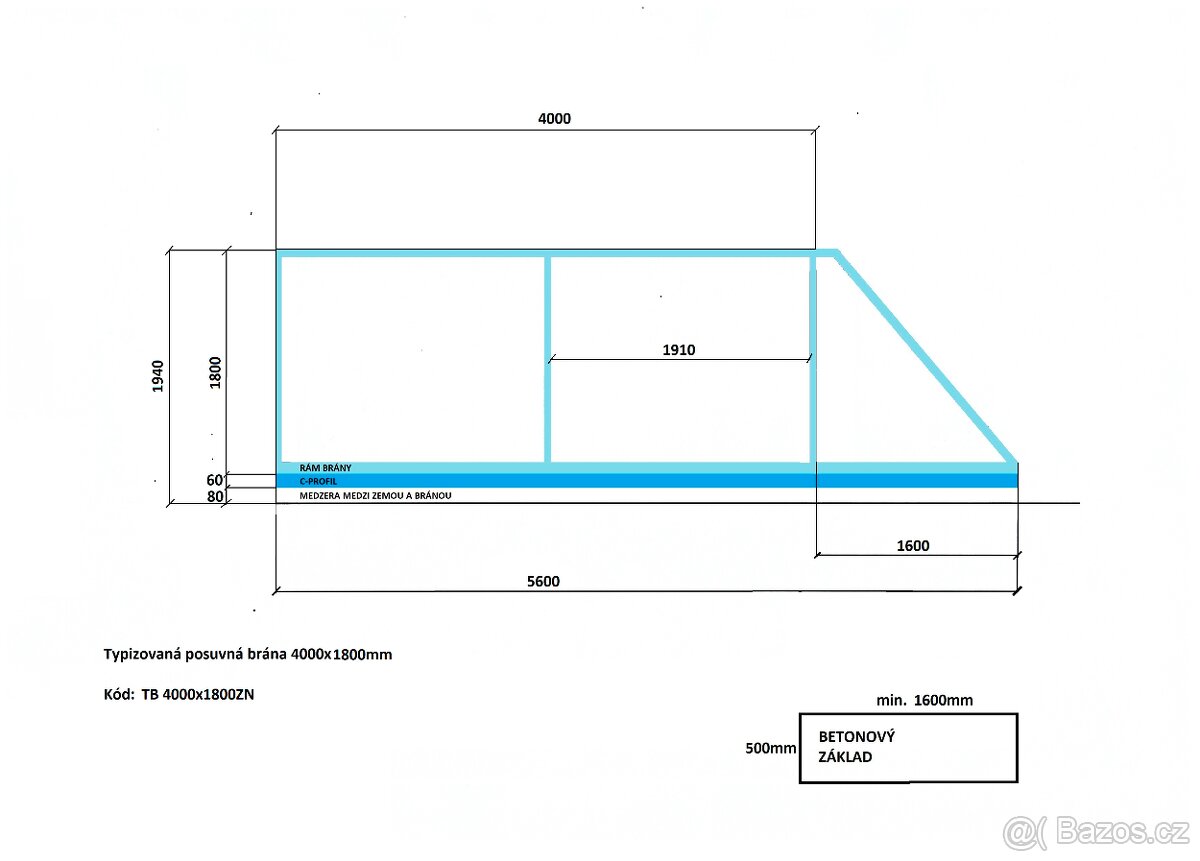 Posuvná brána 400x180cm - 3