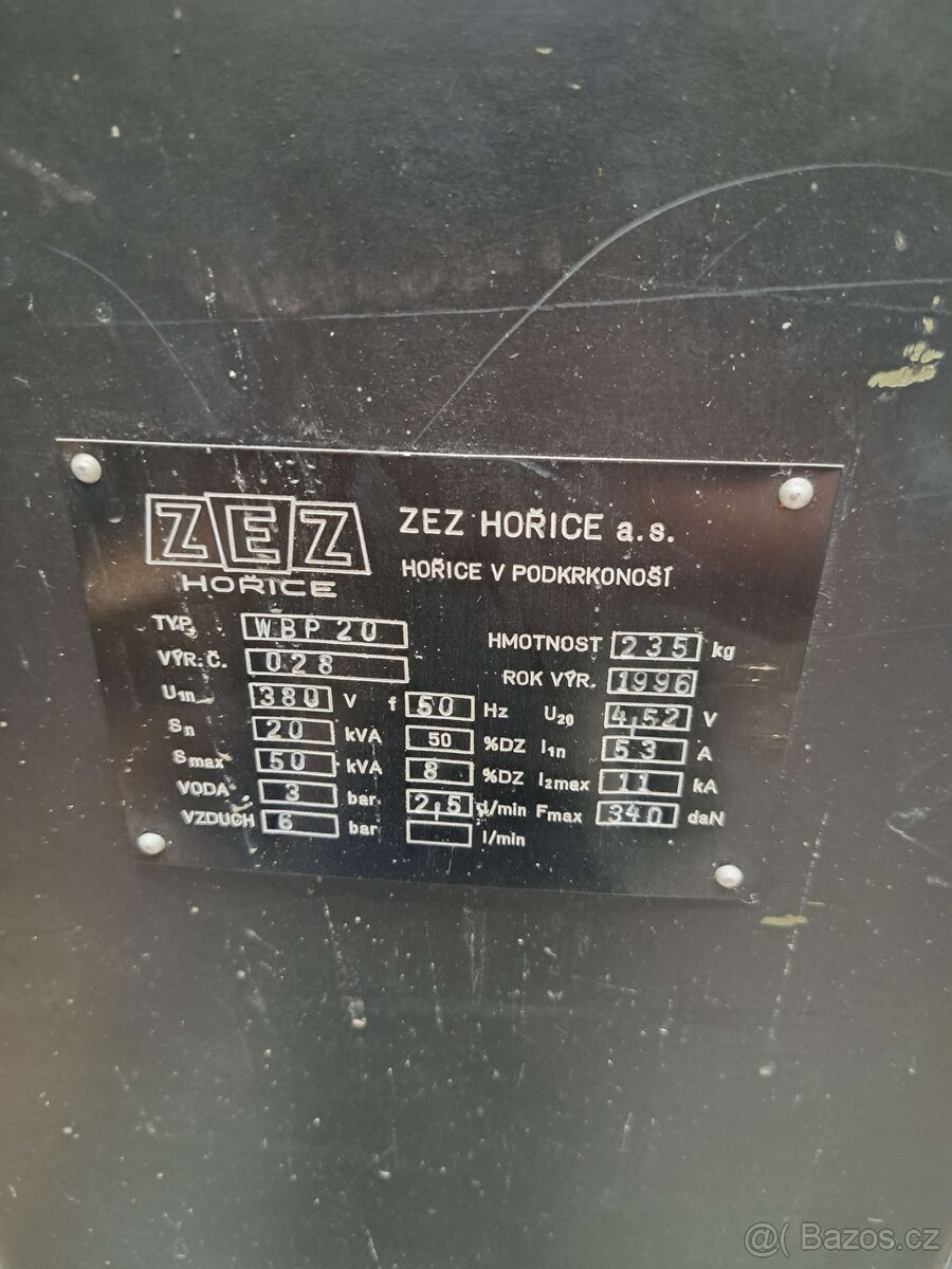 Bodová svářečka ZEZ HOŘICE VBP 20 (20 kVA), 11 kA, r.v. 1996 - 3