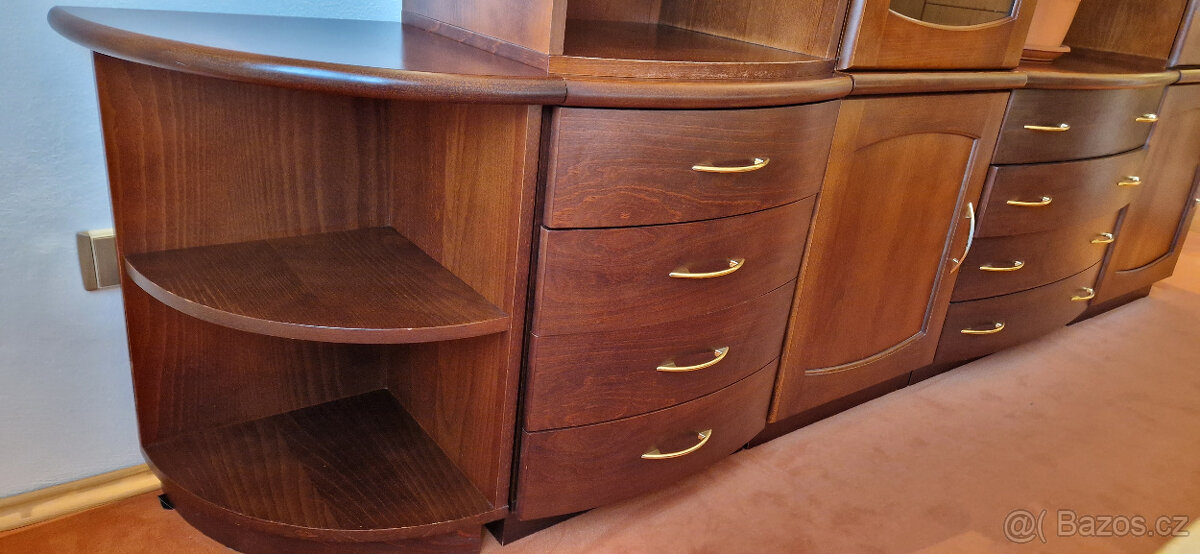 Sestava modulárních skříněk, obývací stěna masiv/dřevotříska - 3