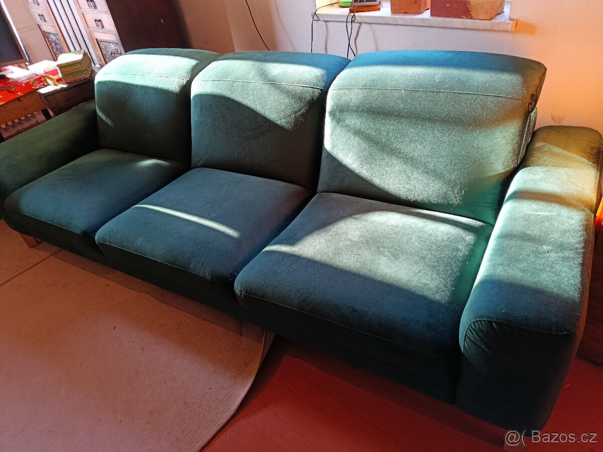 Zakázková 3.dílná polohovací sedačka.Zelená.VELMI ZACHOVALÁ. - 3