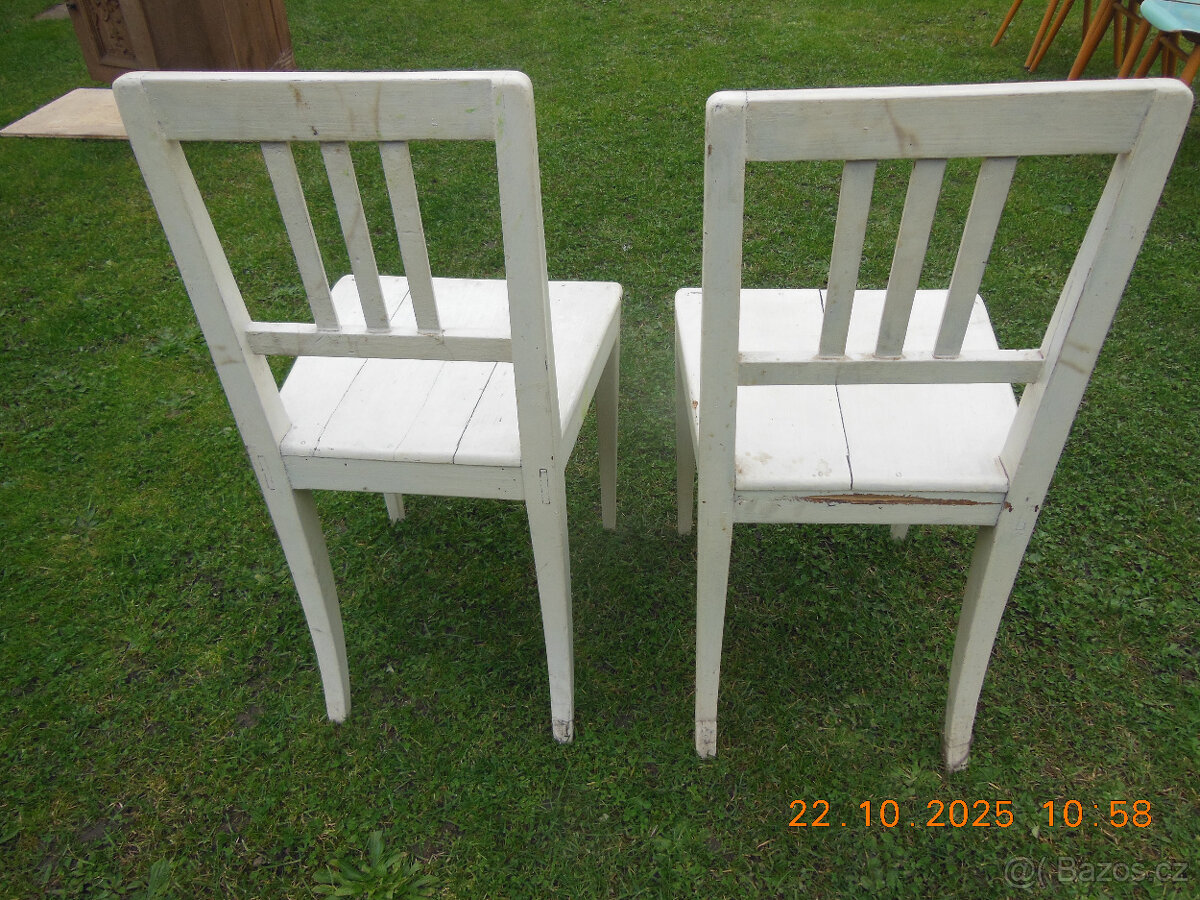 staré židle 2ks bílé - 3