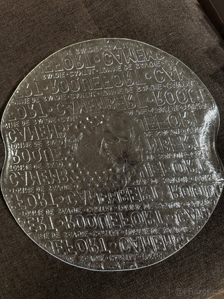 Tác/podnos V. Zajíc, lisované sklo na sýry, Ø 32 cm - 3