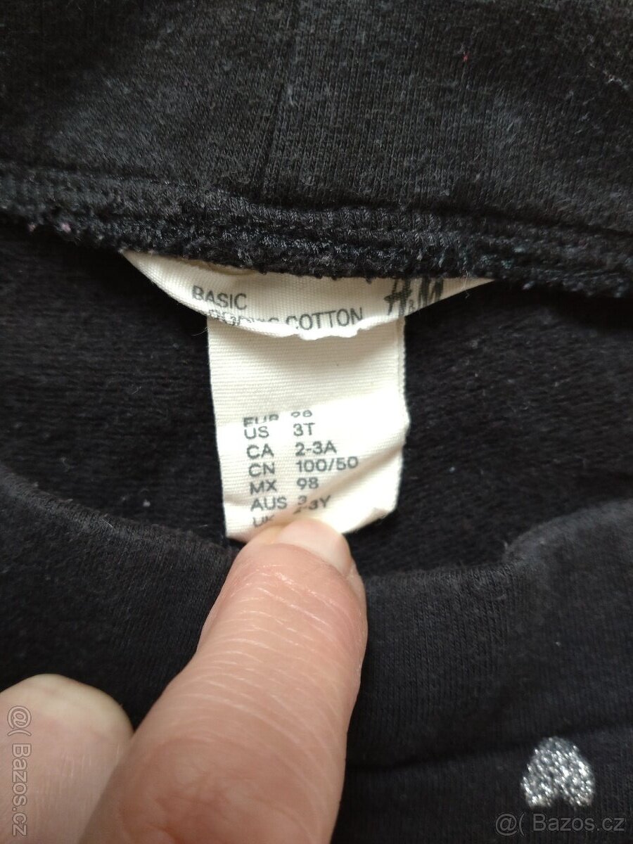 Legíny zateplené - černé, střib.srdíčka (98) - 3