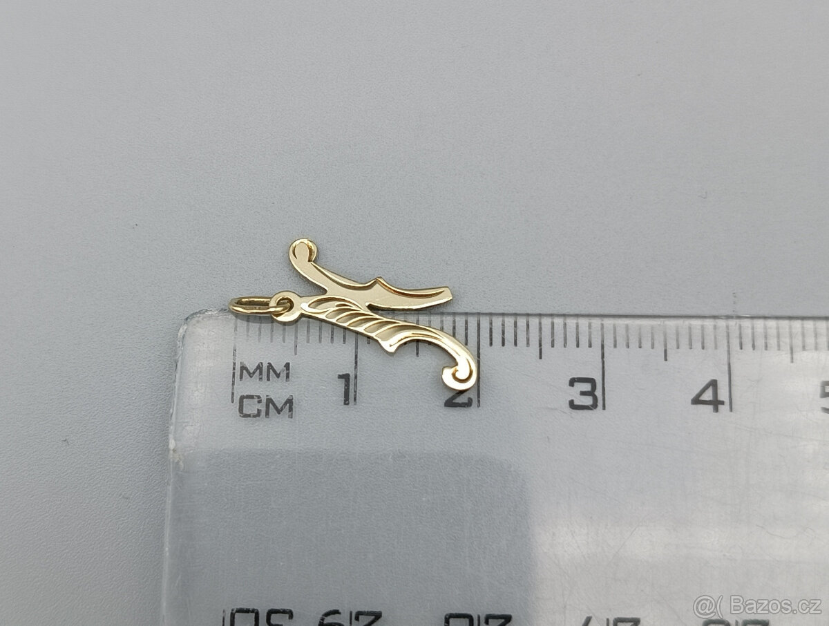 Zlatý přívěsek písmeno N, 0,50g, 14 kt, 585/1000 - 3