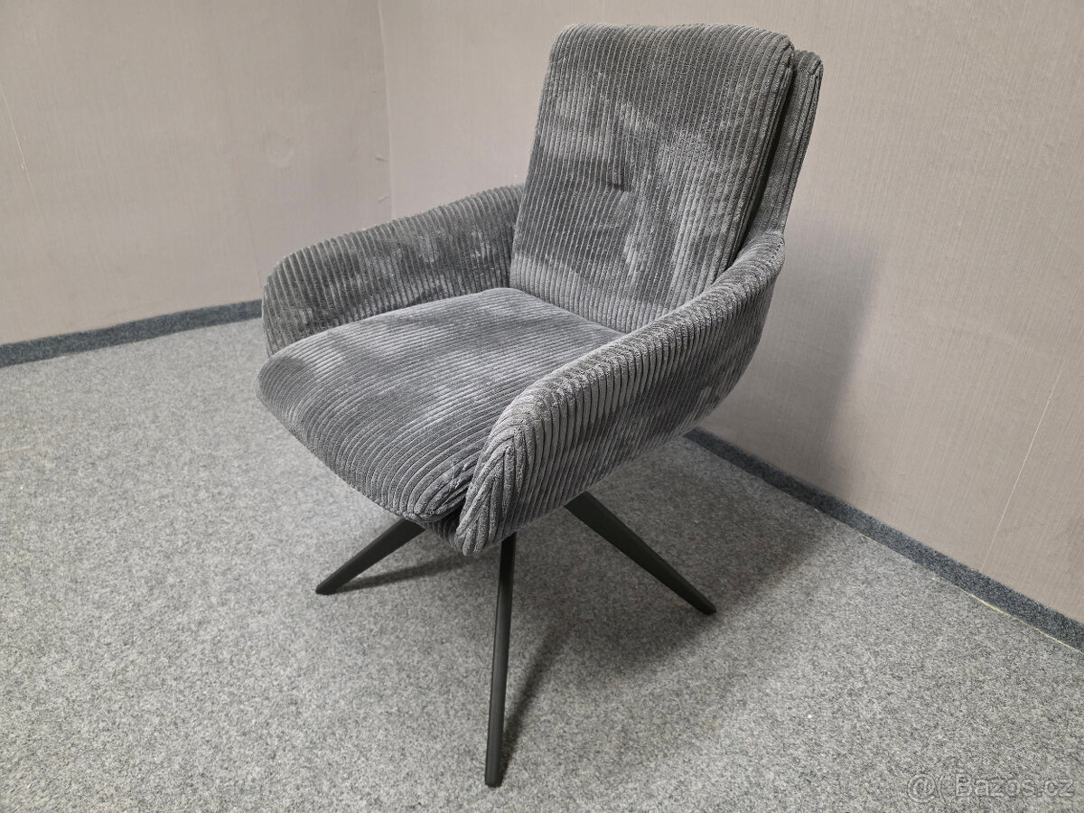 Nová 6x otočná židle šedý manšestr - 3