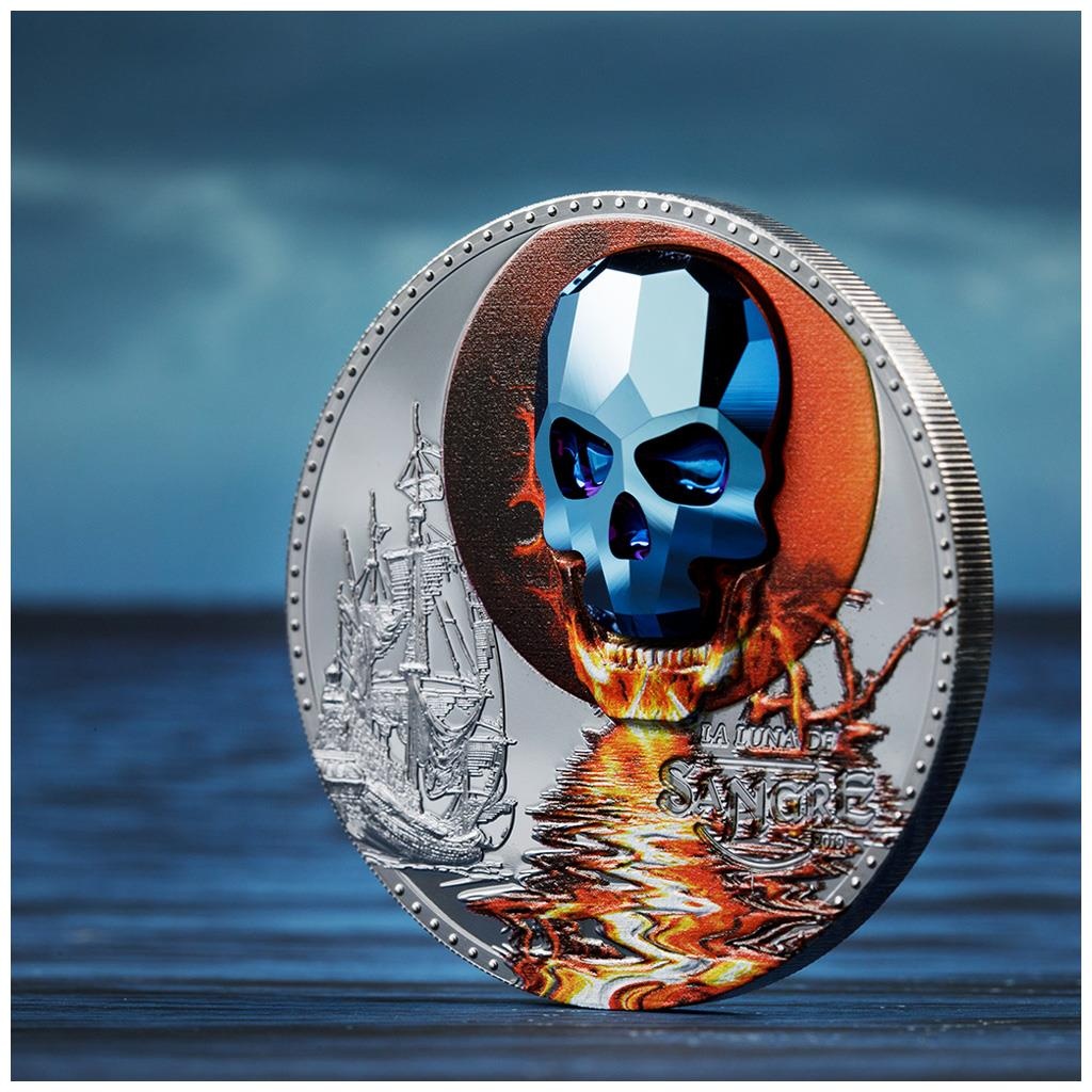 Nádherná mince - Crystal Skull - La Luna de Sangre - 1 Oz - 3