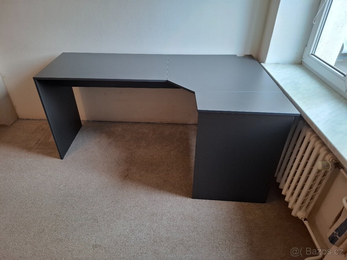 Rohový psací stůl – 180 × 110 cm, šedý - 3