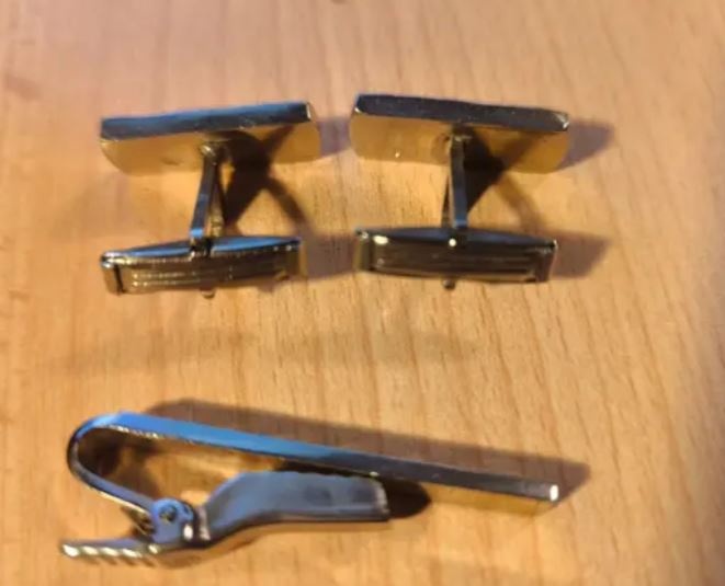 2 x retro manžetové knoflíky + spona na kravatu. - 3