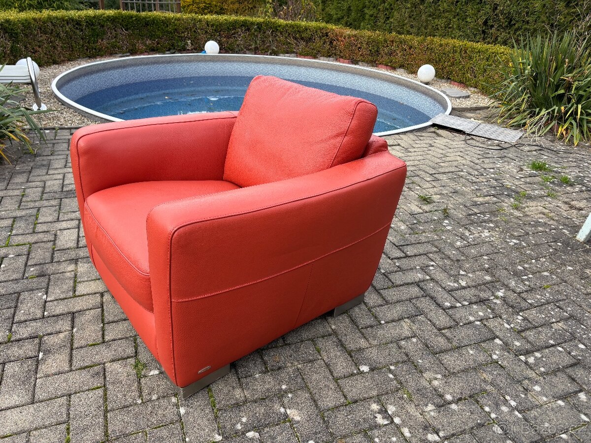 LUXUSNÍ ZNAČKOVÉ KOŽENÉ ITALSKÉ KŘESLO NATUZZI - 3